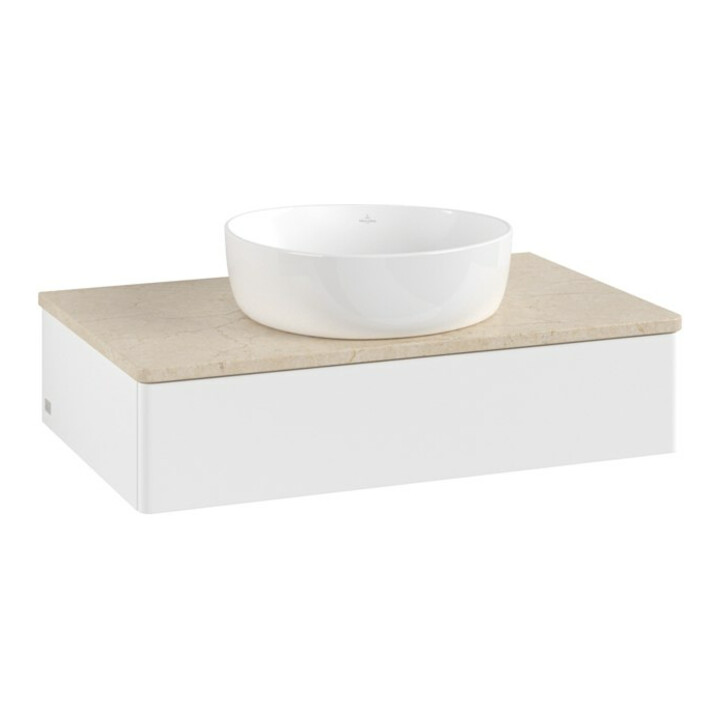 V&B Meuble sous lavabo sans structure de façade Antao 80x19x50cm, couleur WBP botti, blanc mat Lac