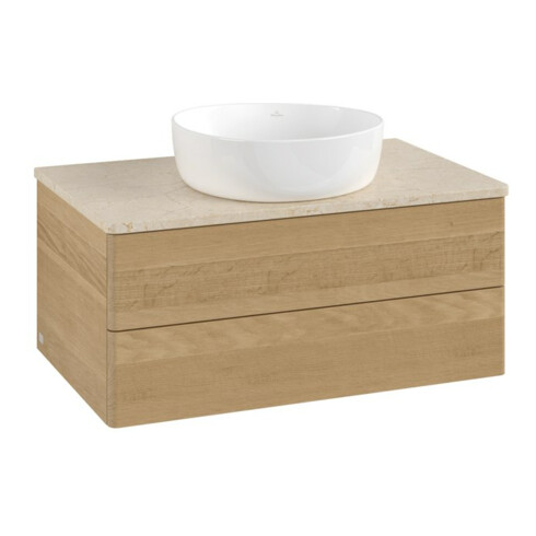 V&B Meuble sous lavabo sans structure de façade Antao 80x36x50 cm, couleur WBP botti., chêne miel