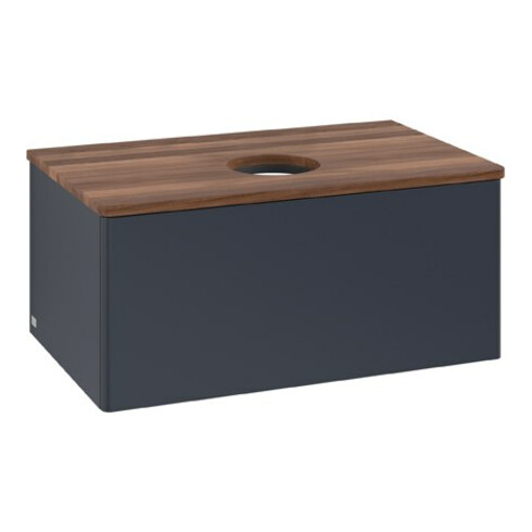 V&B Meuble sous lavabo sans structure de façade Antao 80x36x50 cm, WBP chêne, bleu moyen avec laque