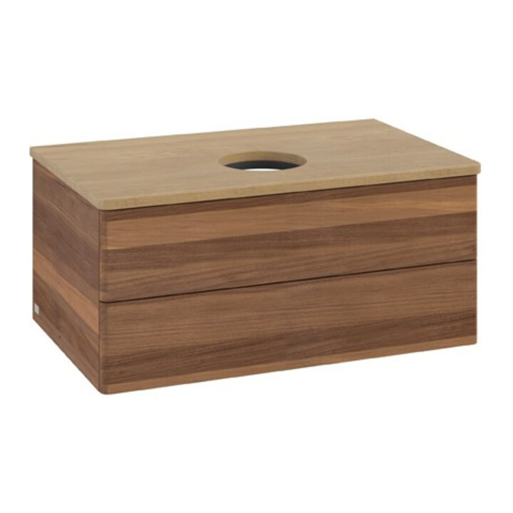 V&B Meuble sous lavabo sans structure de façade Antao 80x36x50cm, couleur WBP hon. Oa, noyer w.