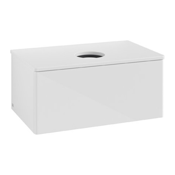 V&B Meuble sous lavabo sans structure de façade Antao 80x36x50cm, couleur WBP Lac, blanc brillant Lac