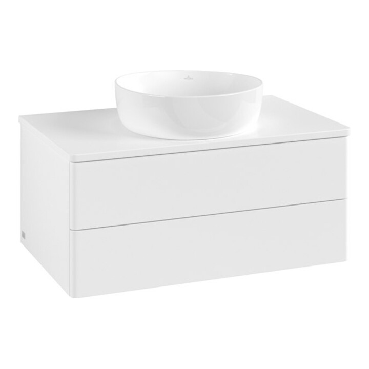 V&B Meuble sous lavabo sans structure de façade Antao 80x36x50cm, couleur WBP Lac, blanc laqué
