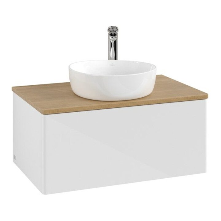 V&B Meuble sous lavabo sans structure de façade Antao 80x36x50cm, HL, WBP hon. Oa, blanc brillant Lac