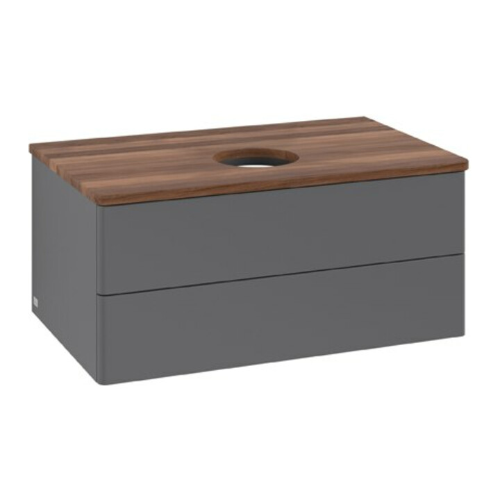 V&B Meuble sous lavabo sans structure de façade Antao 80x36x50cm, WBP blanc, Anthracite avec laque