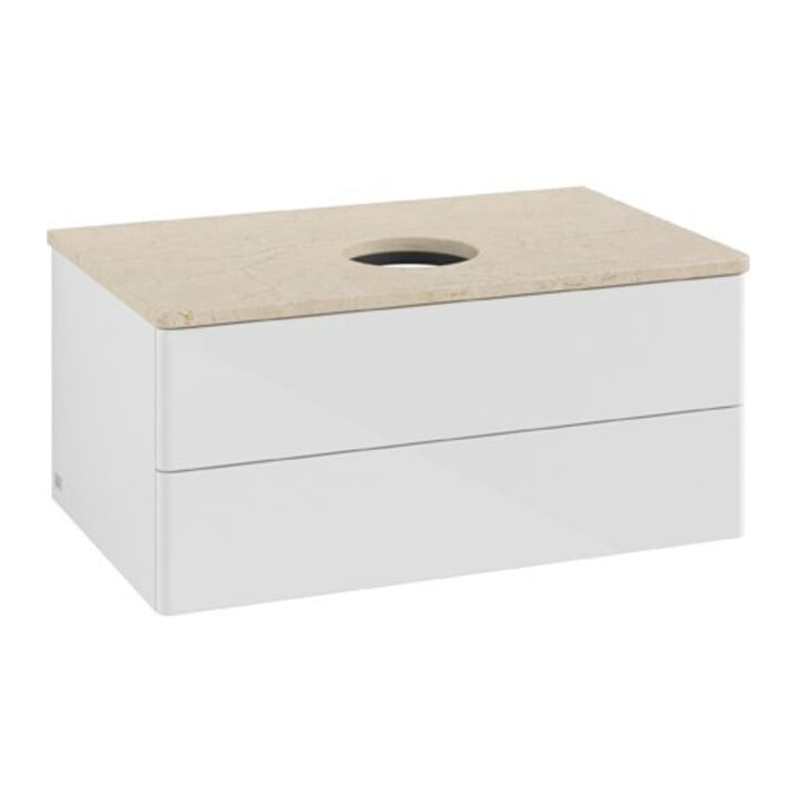 V&B Meuble sous lavabo sans structure de façade Antao 80x36x50cm, WBP botti., blanc brillant Lac