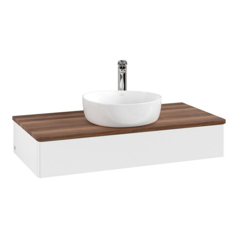 V&B Meuble sous lavabo sans structure de façade, avec éclairage Antao 100x19x50cm, couleur WBP w. wal, blanc m Lac
