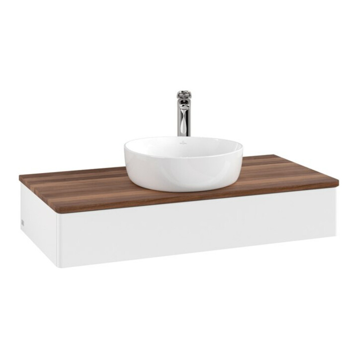 V&B Meuble sous lavabo sans structure de façade, avec éclairage Antao 100x19x50cm, couleur WBP w. wal, blanc m Lac