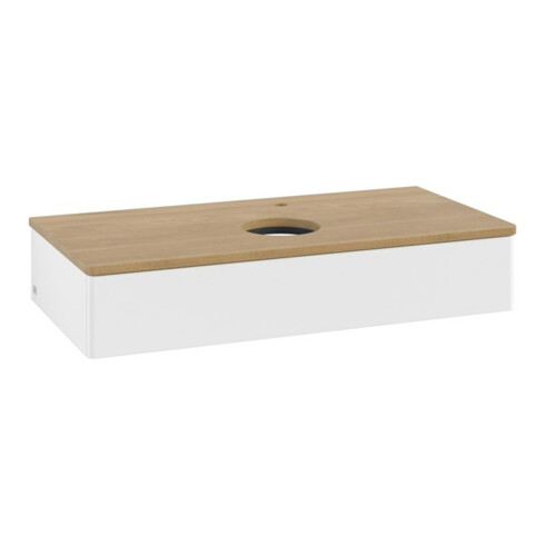 V&B Meuble sous-lavabo sans structure de façade, avec éclairage Antao 100x19x50cm, WBP hon. Oa, blanc m Lac