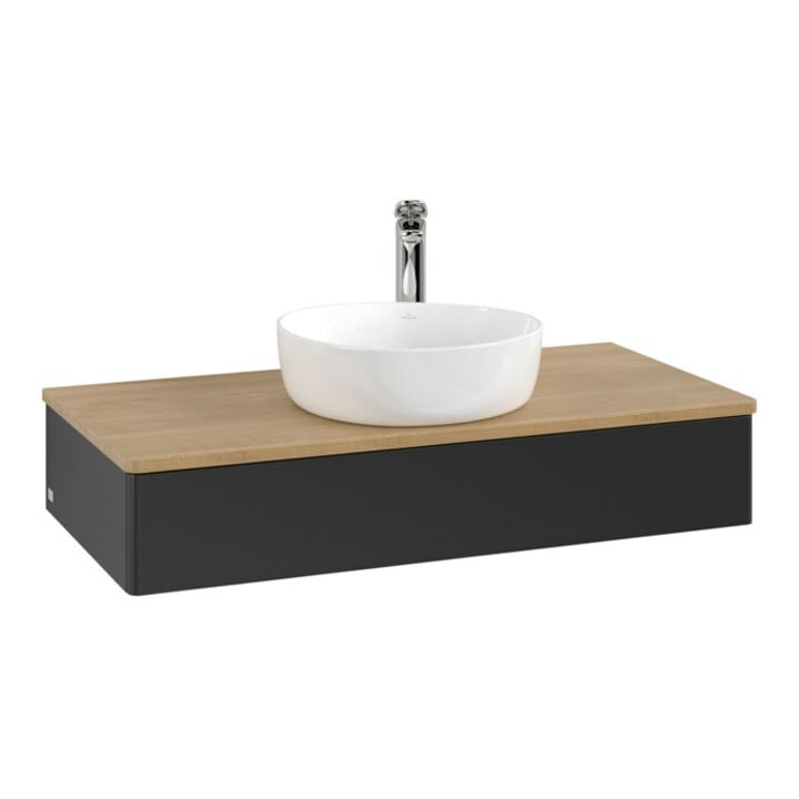 V&B Meuble sous lavabo sans structure de façade, avec éclairage Antao 100x19x50cm, WBP hon. Oa, bleu mat Lac