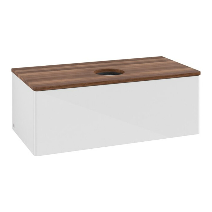 V&B Meuble sous-lavabo sans structure de façade, avec éclairage Antao 100x36x50cm, WBP w. wal, glo wh. Lac