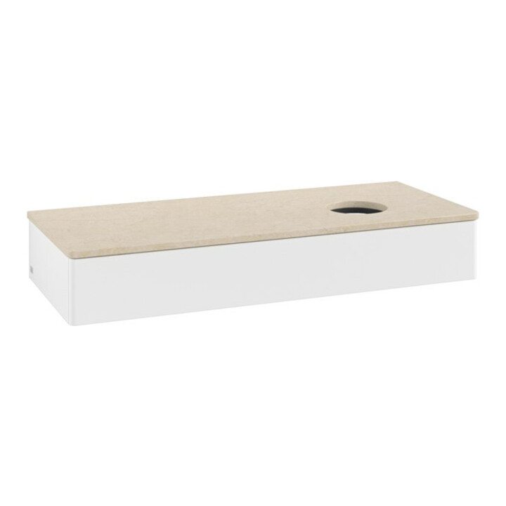 V&B Meuble sous lavabo sans structure de façade, avec éclairage Antao 120x19x50cm, couleur WBP botti., blanc mat Lac