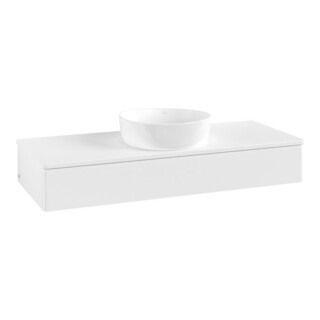 V&B Meuble sous lavabo sans structure de façade, avec éclairage Antao 120x19x50cm, couleur WBP Lac, blanc avec Lac