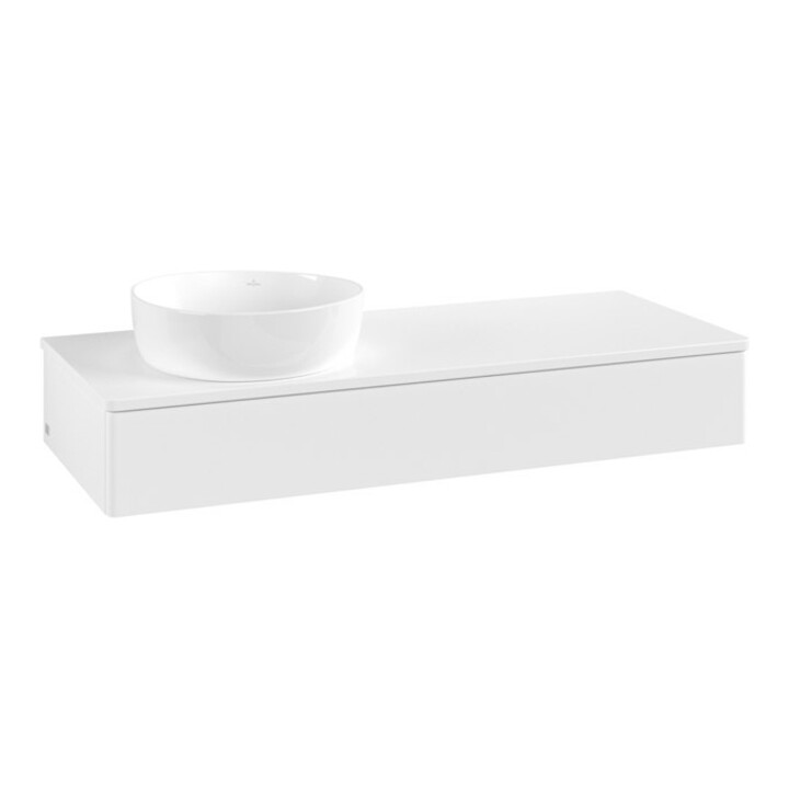 V&B Meuble sous-lavabo sans structure de façade, avec éclairage Antao 120x19x50cm, couleur WBP Lac, blanc avec Lac
