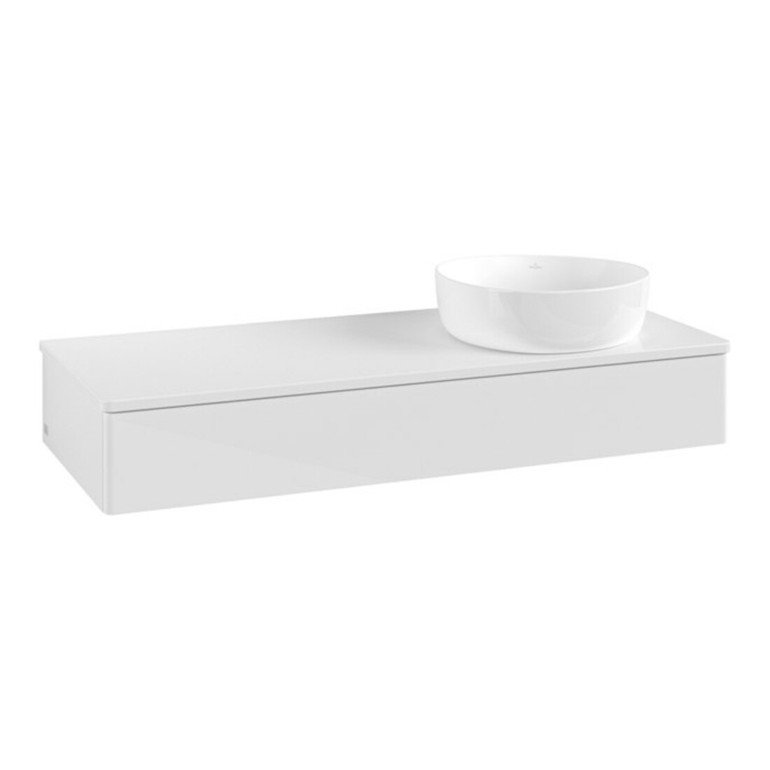 V&B Meuble sous lavabo sans structure de façade, avec éclairage Antao 120x19x50cm, couleur WBP Lac, blanc brillant Lac