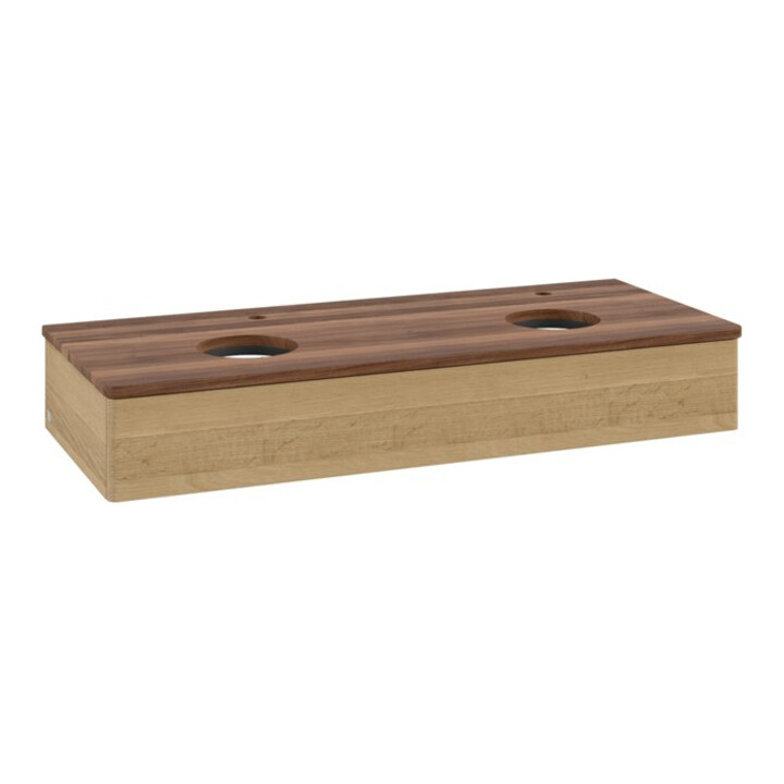 V&B Meuble sous-lavabo sans structure de façade, avec éclairage Antao 120x19x50cm, H I P, WBP w. wal, hon. Oa