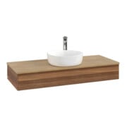 V&B Meuble sous-lavabo sans structure de façade, avec éclairage Antao 120x19x50cm, HI, WBP chêne foncé, blanc wal