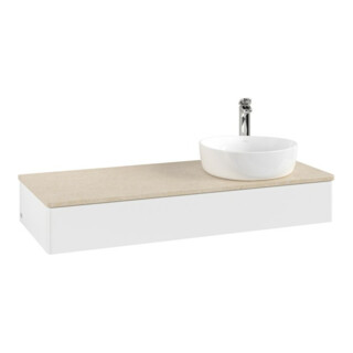 V&B Meuble sous lavabo sans structure de façade, avec éclairage Antao 120x19x50cm, HL, WBP botti., blanc mat avec Lac