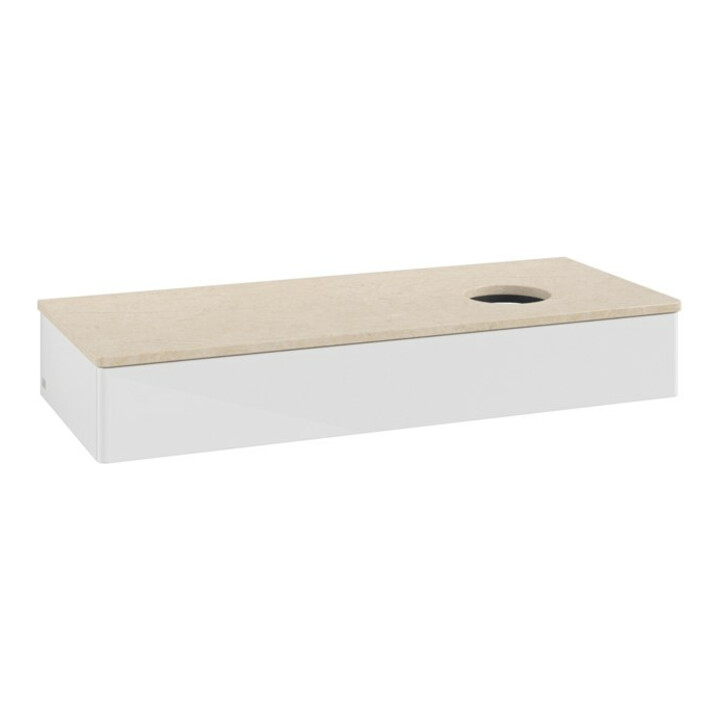 V&B Meuble sous lavabo sans structure de façade, avec éclairage Antao 120x19x50cm, WBP botti., blanc brillant Lac