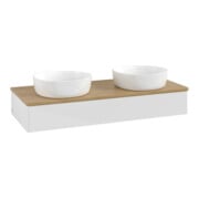 V&B Meuble sous lavabo sans structure de façade, avec éclairage Antao 120x19x50cm, WBP hon. Oa, blanc brillant Lac