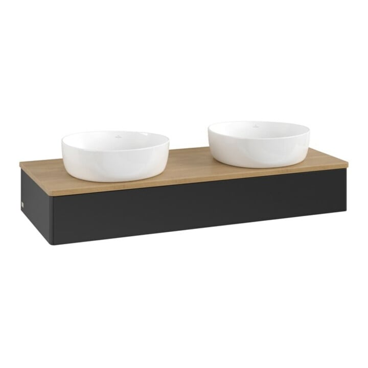 V&B Meuble sous-lavabo sans structure de façade, avec éclairage Antao 120x19x50cm, WBP hon. Oa, bleu m Lac