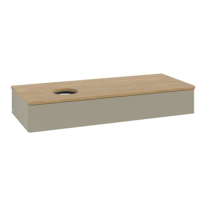V&B Meuble sous lavabo sans structure de façade, avec éclairage Antao 120x19x50cm, WBP hon. Oa, gris mat avec laque