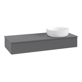 V&B Meuble sous-lavabo sans structure de façade, avec éclairage Antao 120x19x50cm, WBP Laqué, Anthracite m Laqué