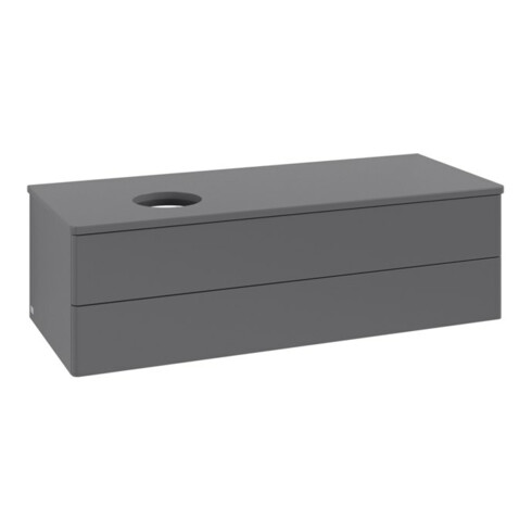 V&B Meuble sous lavabo sans structure de façade, avec éclairage Antao 120x36x50 cm, WBP Lac, Anthrac. m Lac