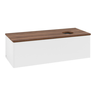 V&B Meuble sous-lavabo sans structure de façade, avec éclairage Antao 120x36x50cm, couleur WBP blanc wal, blanc m Lac