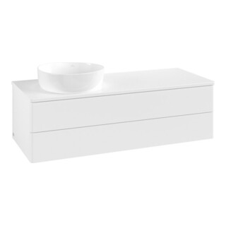 V&B Meuble sous lavabo sans structure de façade, avec éclairage Antao 120x36x50cm, couleur WBP Lac, blanc avec Lac