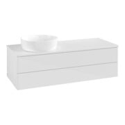 V&B Meuble sous lavabo sans structure de façade, avec éclairage Antao 120x36x50cm, couleur WBP Lac, blanc brillant Lac-4