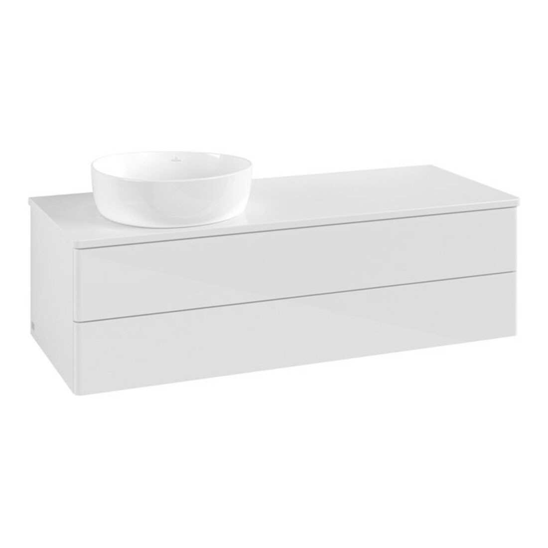 V&B Meuble sous lavabo sans structure de façade, avec éclairage Antao 120x36x50cm, couleur WBP Lac, blanc brillant Lac
