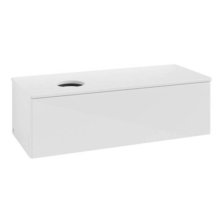 V&B Meuble sous-lavabo sans structure de façade, avec éclairage Antao 120x36x50cm, couleur WBP Lac, glo wh. Lac