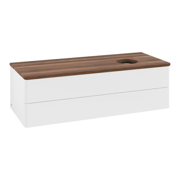 V&B Meuble sous-lavabo sans structure de façade, avec éclairage Antao 120x36x50cm, couleur WBP w. wal, blanc m Lac