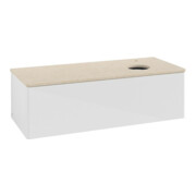 V&B Meuble sous lavabo sans structure de façade, avec éclairage Antao 120x36x50cm, H I P, WBP botti., blanc brillant Lac