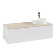 V&B Meuble sous lavabo sans structure de façade, avec éclairage Antao 120x36x50cm, H I P, WBP botti., blanc brillant Lac-3