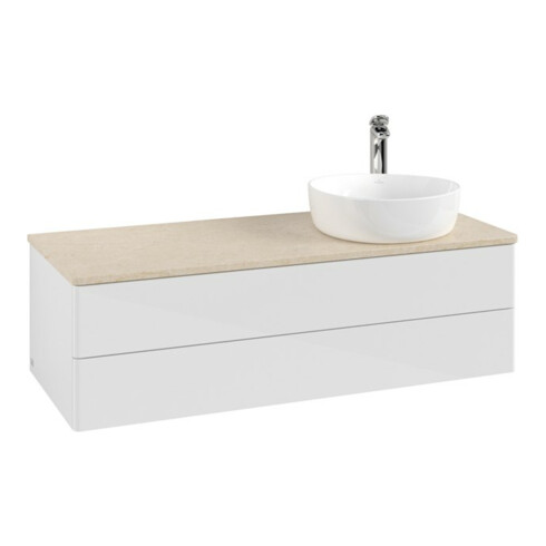 V&B Meuble sous lavabo sans structure de façade, avec éclairage Antao 120x36x50cm, H I P, WBP botti., blanc brillant Lac