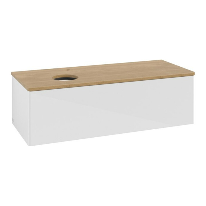 V&B Meuble sous lavabo sans structure de façade, avec éclairage Antao 120x36x50cm, H I P, WBP chêne, blanc laqué