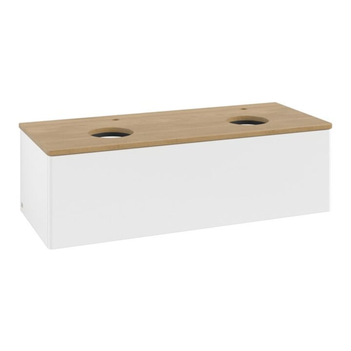 V&B Meuble sous lavabo sans structure de façade, avec éclairage Antao 120x36x50cm, H I P, WBP chêne hon. Oa, blanc m Lac