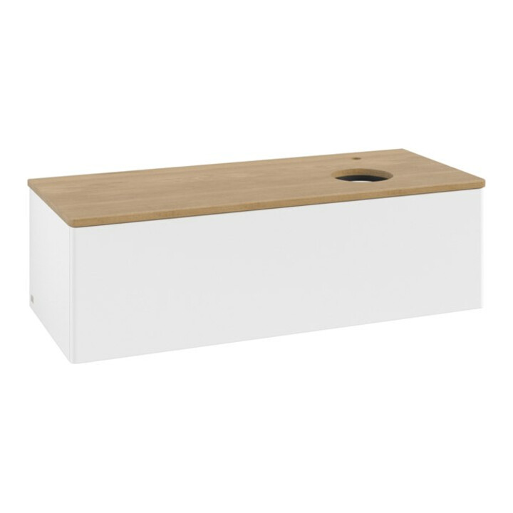 V&B Meuble sous lavabo sans structure de façade, avec éclairage Antao 120x36x50cm, H I P, WBP hon. Oa, blanc mat Lac