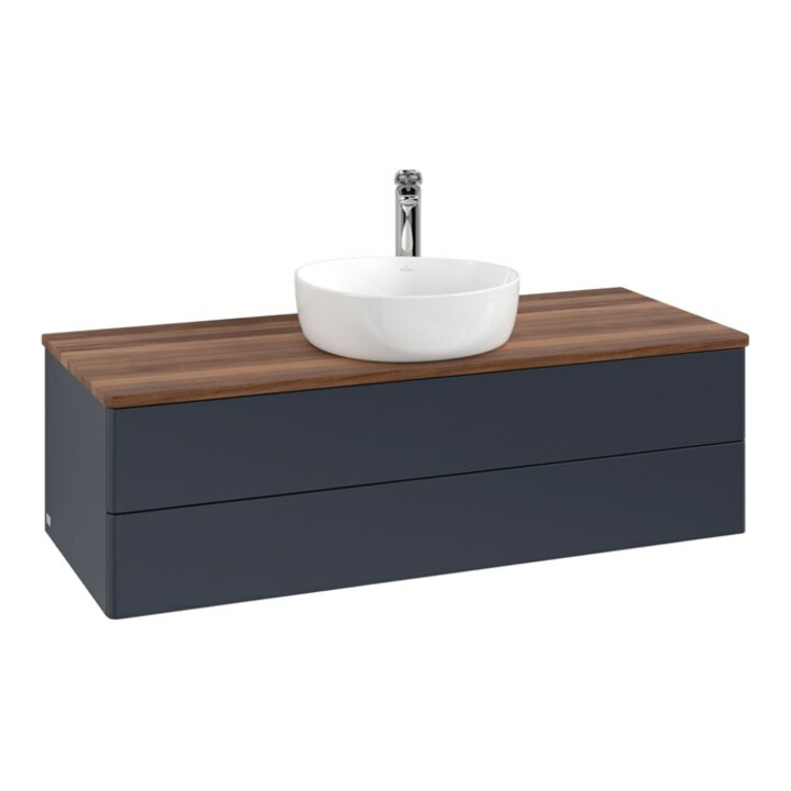 V&B Meuble sous lavabo sans structure de façade, avec éclairage Antao 120x36x50cm, H I P, WBP w wal, md bl. m Lac