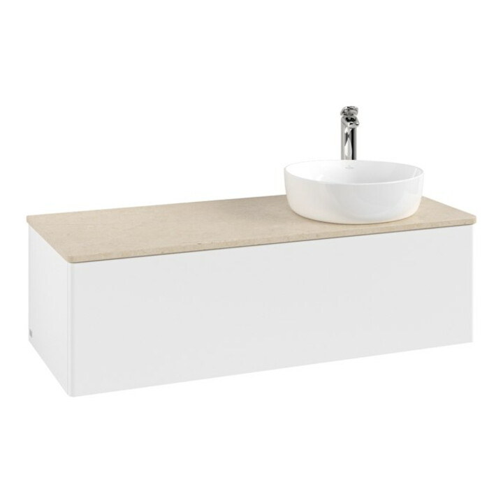 V&B Meuble sous lavabo sans structure de façade, avec éclairage Antao 120x36x50cm, HI, WBP botti., blanc mat avec laque