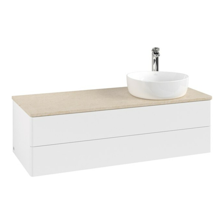 V&B Meuble sous-lavabo sans structure de façade, avec éclairage Antao 120x36x50cm, HI, WBP botti., blanc mat Lac