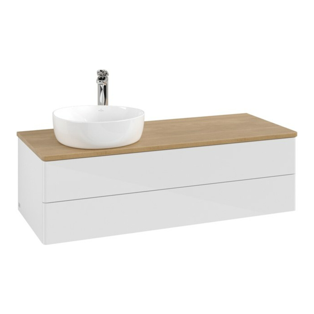V&B Meuble sous lavabo sans structure de façade, avec éclairage Antao 120x36x50cm, HI, WBP chêne, blanc laqué