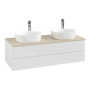 V&B Meuble sous lavabo sans structure de façade, avec éclairage Antao 120x36x50cm, HL, WBP botti., blanc brillant Lac-3