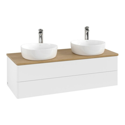 V&B Meuble sous lavabo sans structure de façade, avec éclairage Antao 120x36x50cm, HL, WBP hon. Oa, blanc avec Lac