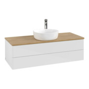 V&B Meuble sous lavabo sans structure de façade, avec éclairage Antao 120x36x50cm, HL, WBP hon. Oa, blanc brillant Lac