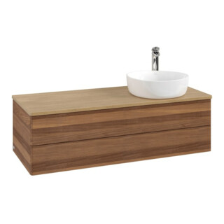 V&B Meuble sous lavabo sans structure de façade, avec éclairage Antao 120x36x50cm, HL, WBP hon. Oa, blanc wal