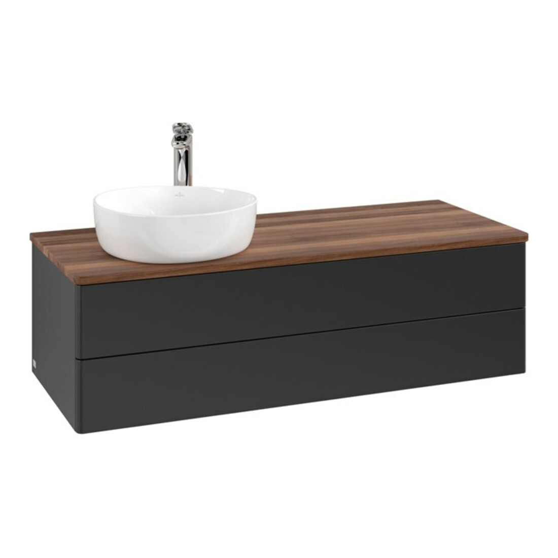 V&B Meuble sous-lavabo sans structure de façade, avec éclairage Antao 120x36x50cm, HL, WBP w. wal, bla m Lac