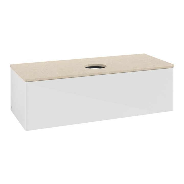 V&B Meuble sous lavabo sans structure de façade, avec éclairage Antao 120x36x50cm, WBP botti., blanc brillant Lac