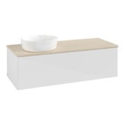 V&B Meuble sous lavabo sans structure de façade, avec éclairage Antao 120x36x50cm, WBP botti., blanc brillant Lac-3